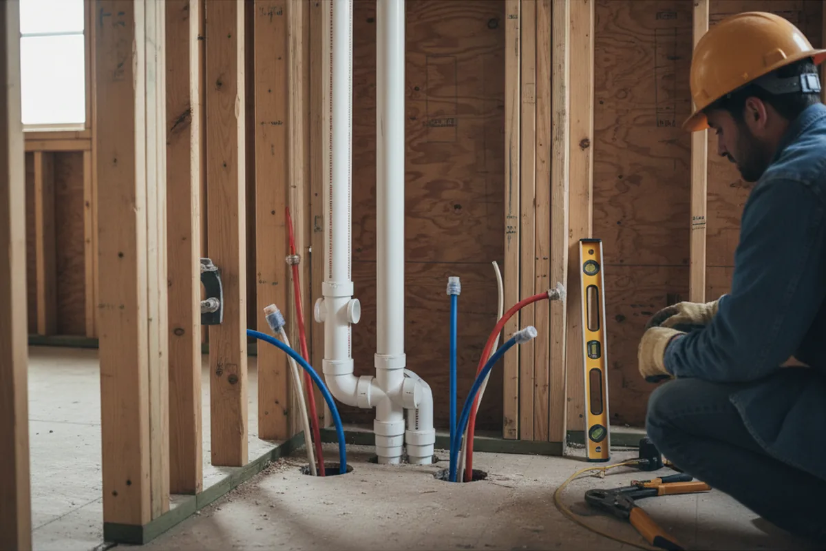 Drain and supply rough-in during Sump Pump Repair in Esperance